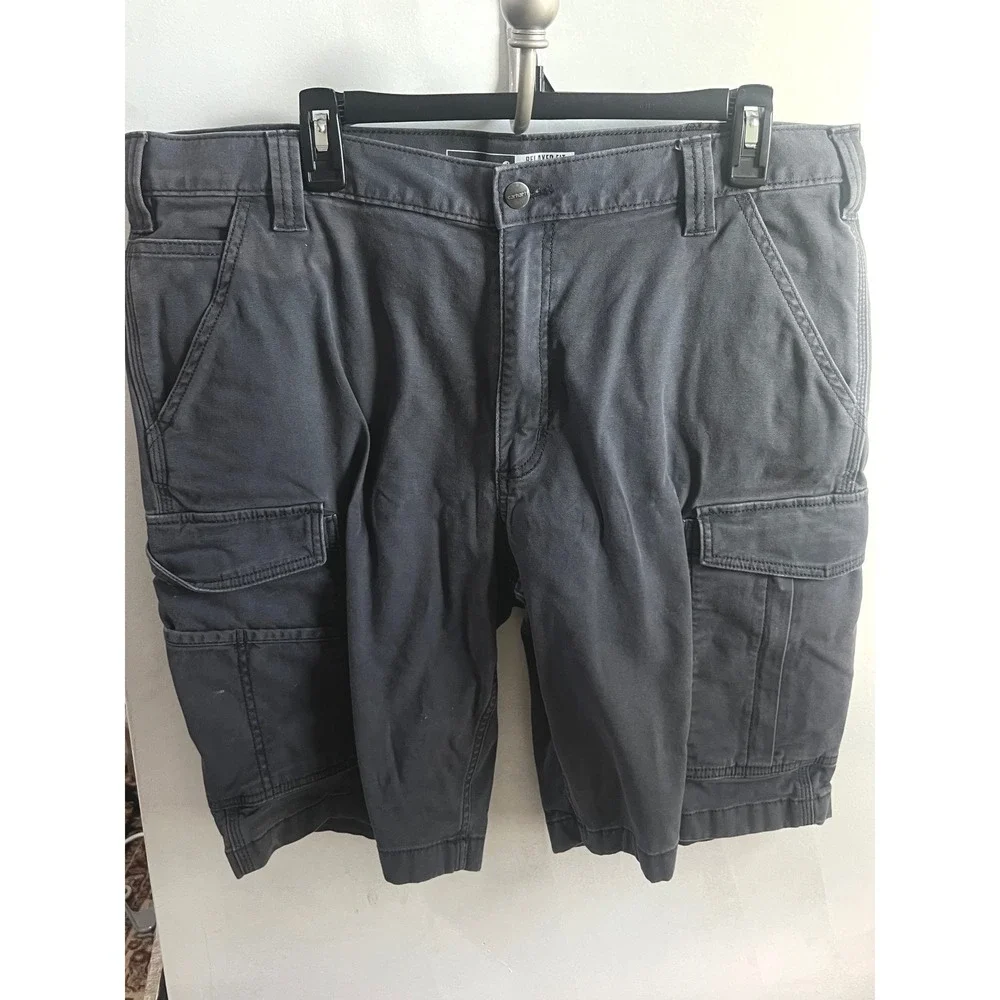 Carhartt Mens Relaxed Fit Cargo Shorts Dark Gray Charcoal Canvas Size 38